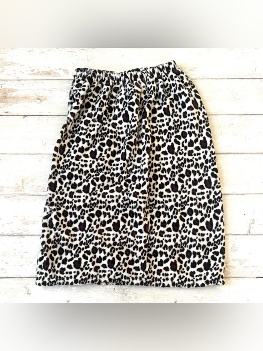 Snow Leopard Animal Print Fleece Vel-cro After Shower Towel Wrap OS Fits Most